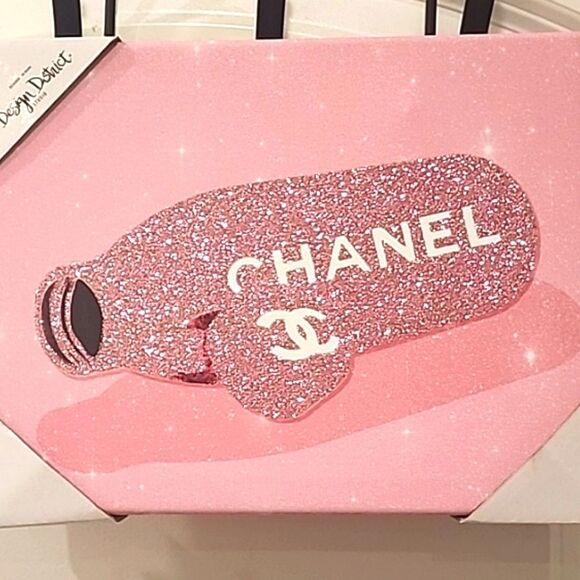 Design District Poppin Bottles w/Chanel Glitter Embellished Canvas Wall Art - Picture 2 of 5